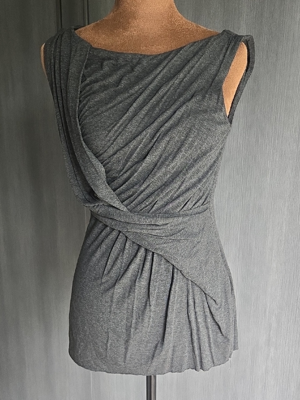 Bailey 44 Heather Gray Draped Sleeveless Shirt